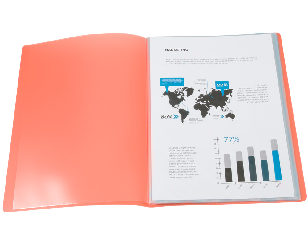 LIDERPAPEL - Carpeta escaparate 80 fundas polipropileno din A4 rojo translucido (Ref. EC94)