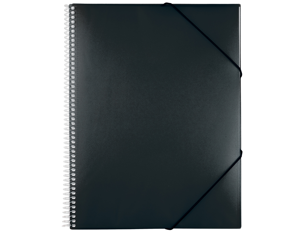 LIDERPAPEL - Carpeta escaparate con espiral 20 fundas polipropileno din a5 negro opaco (Ref. EC58)