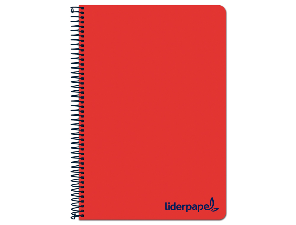 LIDERPAPEL - Cuaderno espiral A4 micro wonder tapa plastico 120h 90 gr cuadro 5 mm 5 bandas 4 taladros color rojo (Ref. BA88)