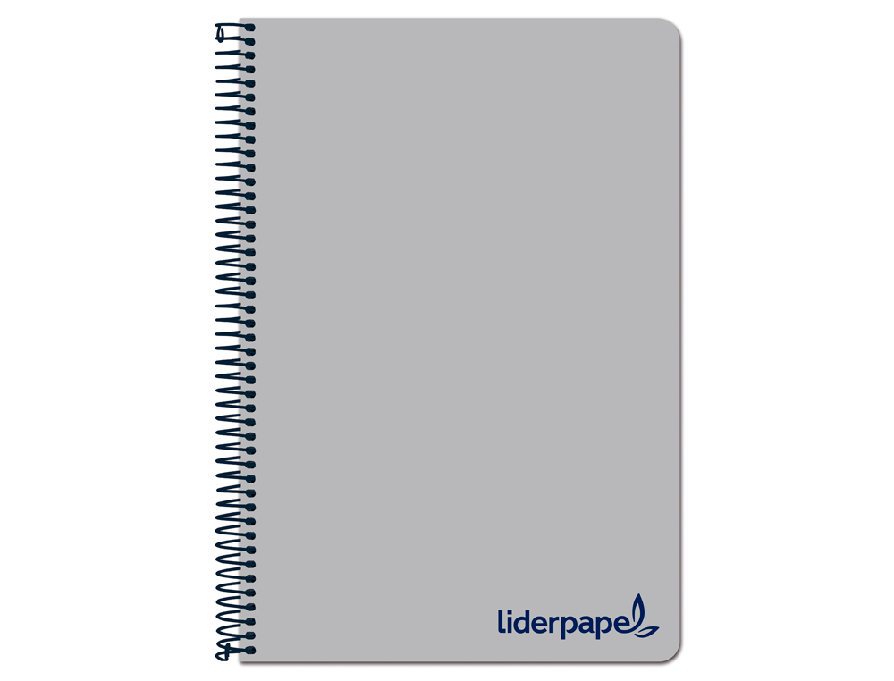 LIDERPAPEL - Cuaderno espiral A4 wonder tapa plastico 80h 90gr cuadro 4mm con margen color gris (Ref. TH64)