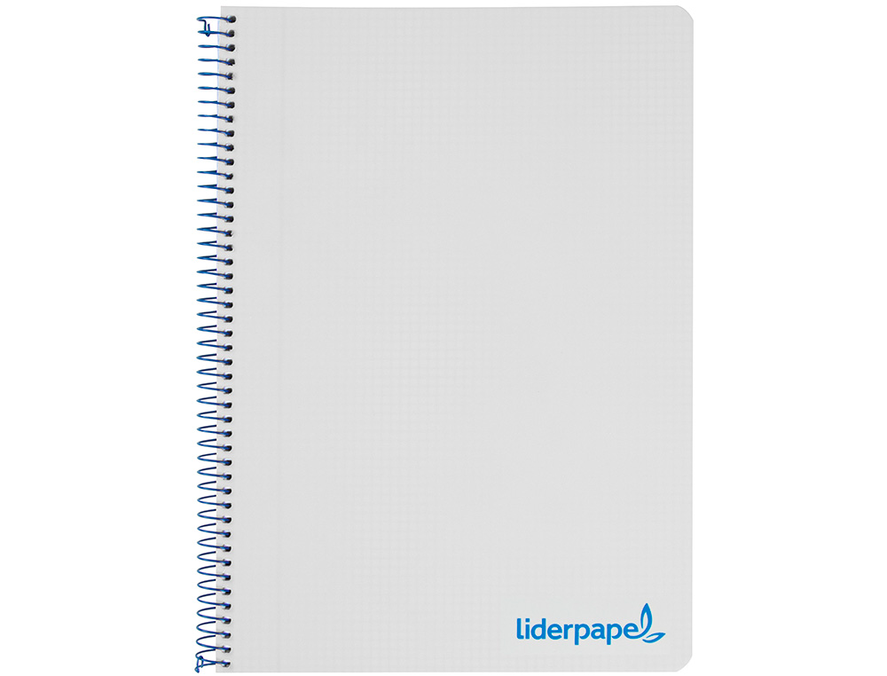 LIDERPAPEL - Cuaderno espiral a5 micro wonder tapa plastico 120h 90g cuadro 5mm 5 bandas 6 taladros color gris (Ref. BJ69)