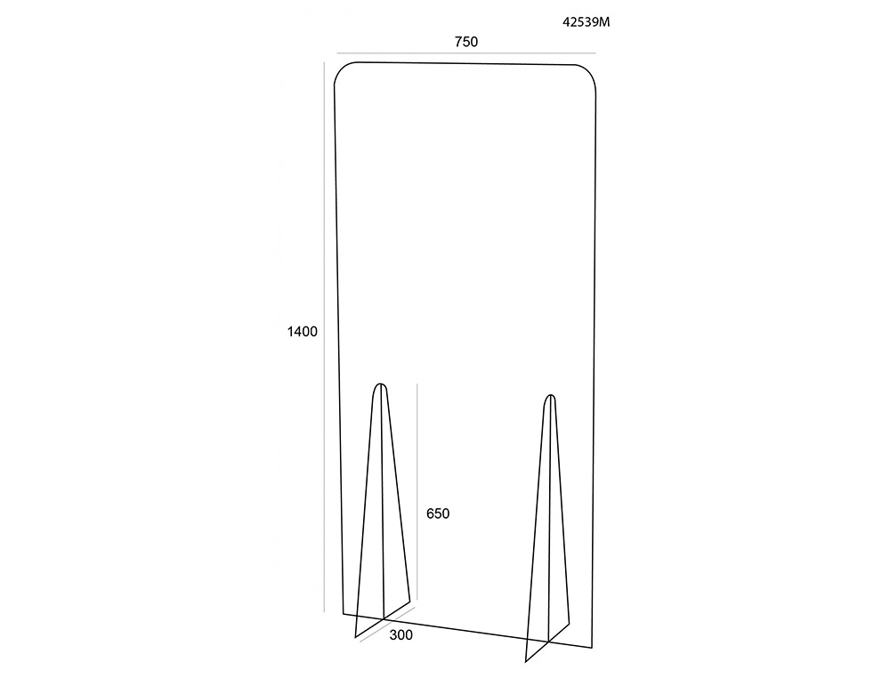 ARCHIVO 2000 - Pantalla de proteccion de pie metacrilato transparente 750x1400 mm (Ref. 42539M CS TP)