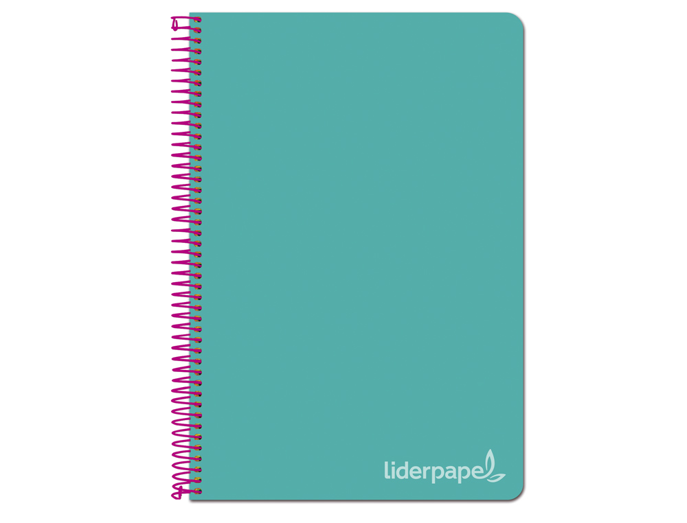 LIDERPAPEL - Cuaderno espiral folio witty tapa dura 80h 75gr cuadro 4mm con margen color turquesa (Ref. BV03)