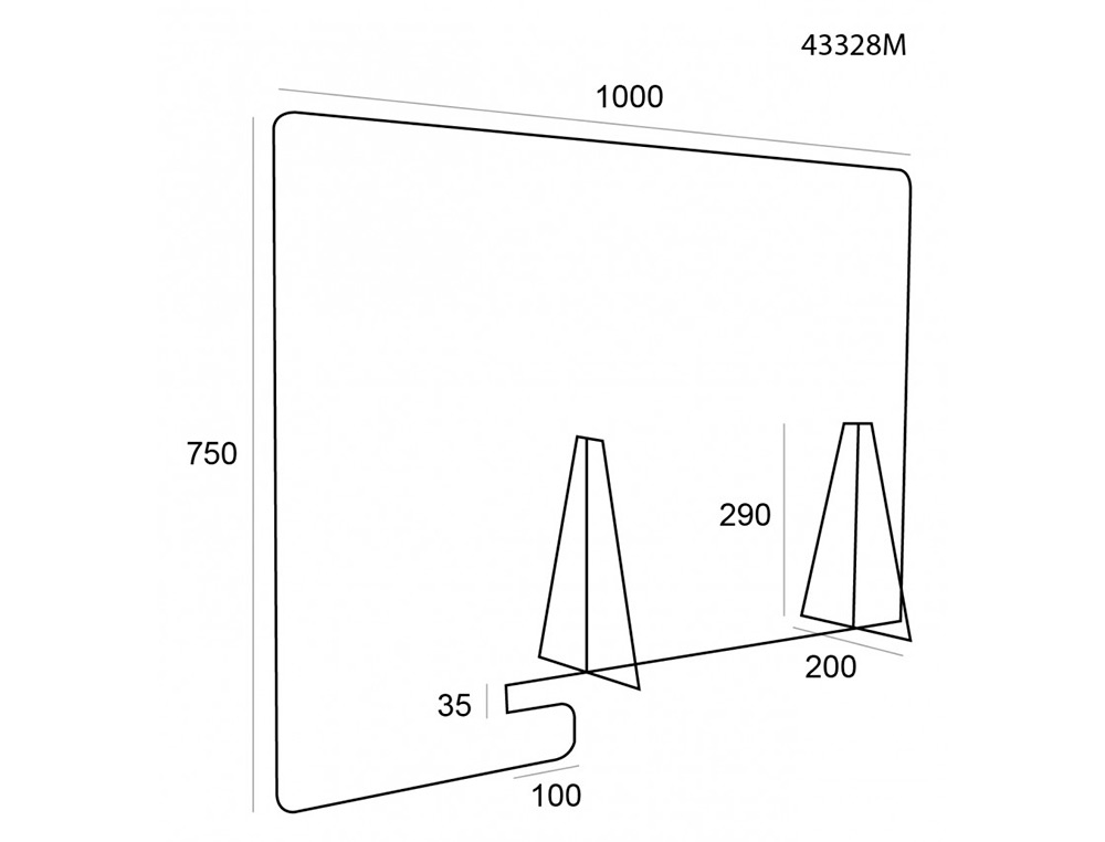ARCHIVO 2000 - Pantalla de proteccion sobremesa metacrilato transparente 1000x750 mm (Ref. 43328M CS TP)