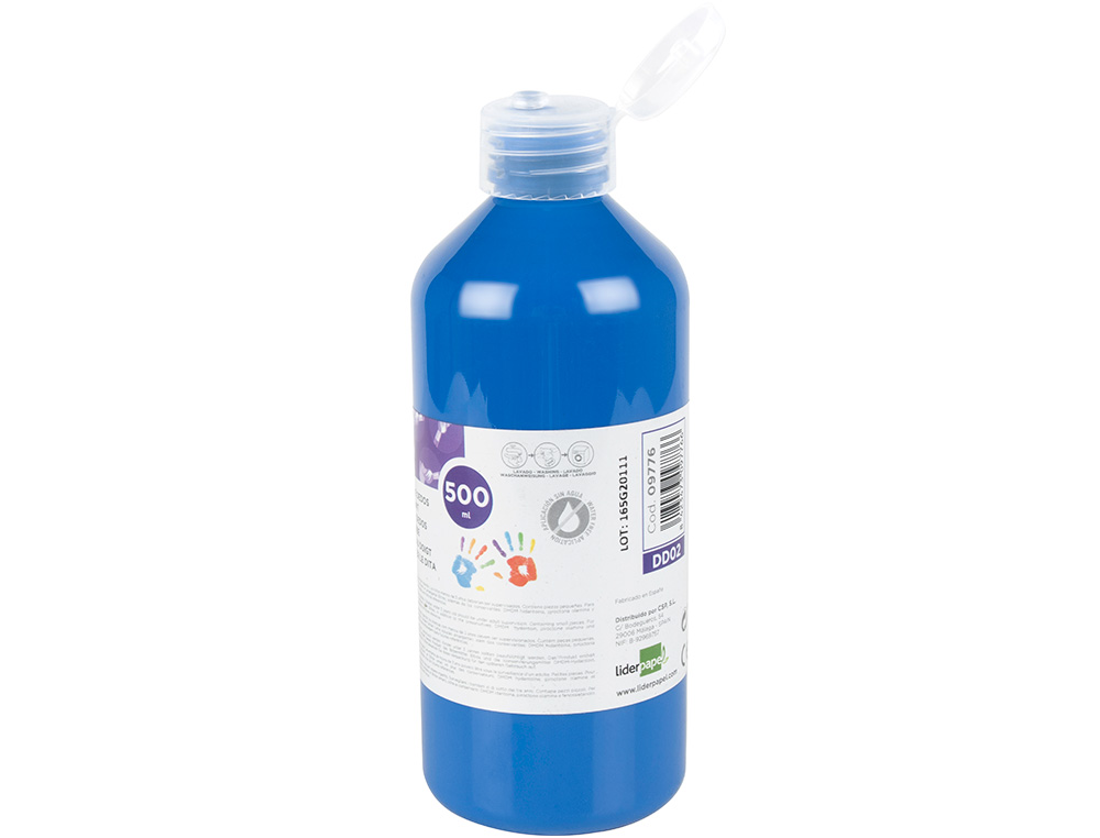 LIDERPAPEL - Pintura dedos botella de 500 ml azul (Ref. DD02)