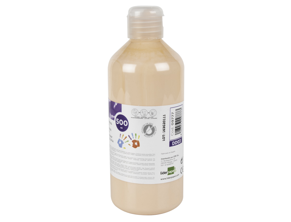 LIDERPAPEL - Pintura dedos botella de 500 ml carne (Ref. DD03)