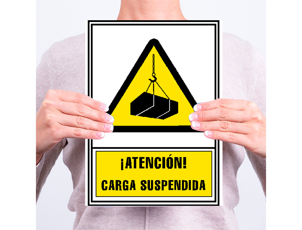ARCHIVO 2000 - Pictograma atencion carga suspendida pvc amarillo luminiscente 210x297 mm (Ref. 6172-04 AM)