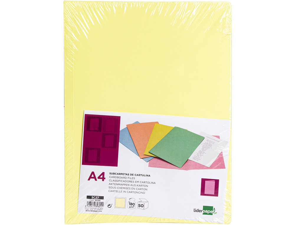 LIDERPAPEL - Subcarpeta A4 amarillo pastel 180g/m2 (Ref. SC27)