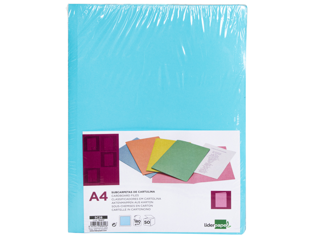 LIDERPAPEL - Subcarpeta A4 azul pastel 180g/m2 (Ref. SC28)