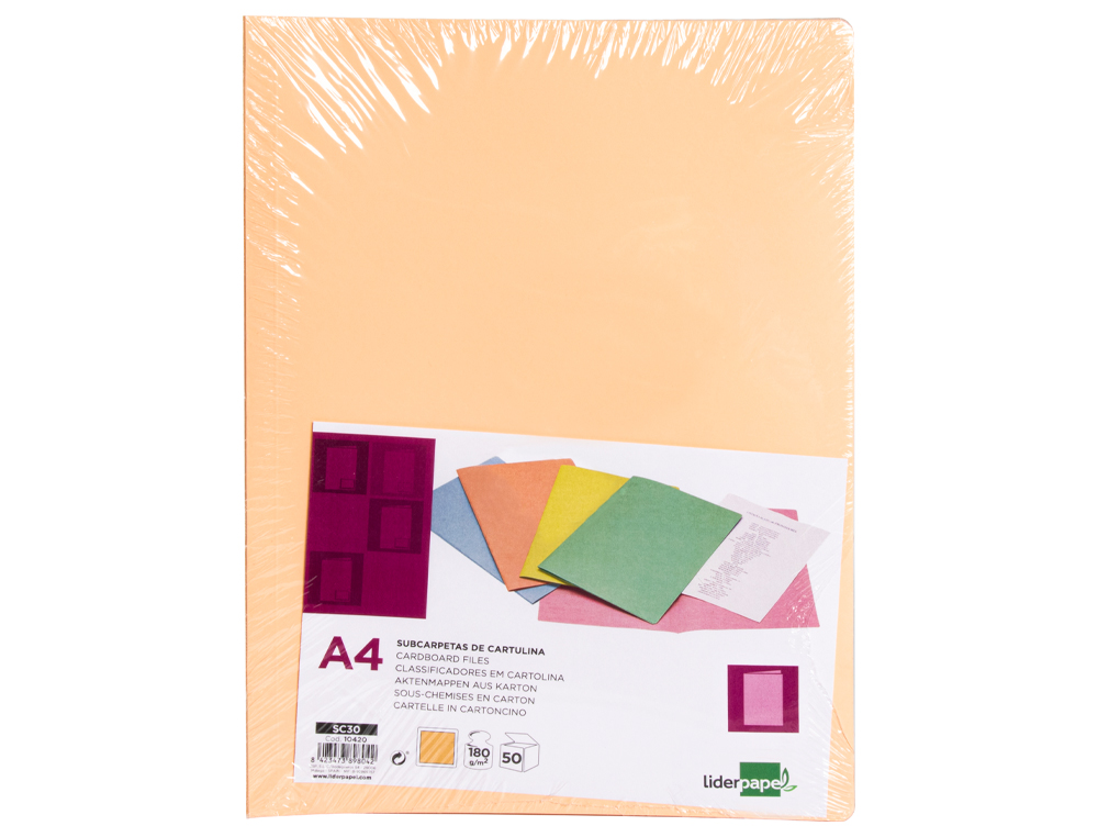 LIDERPAPEL - Subcarpeta A4 naranja pastel 180g/m2 (Ref. SC30)