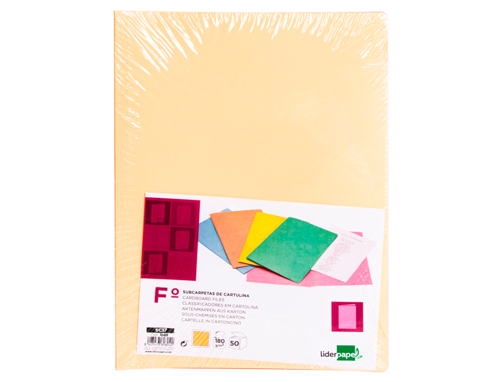 LIDERPAPEL - Subcarpeta folio naranja pastel 180g/m2 (Ref. SC37)