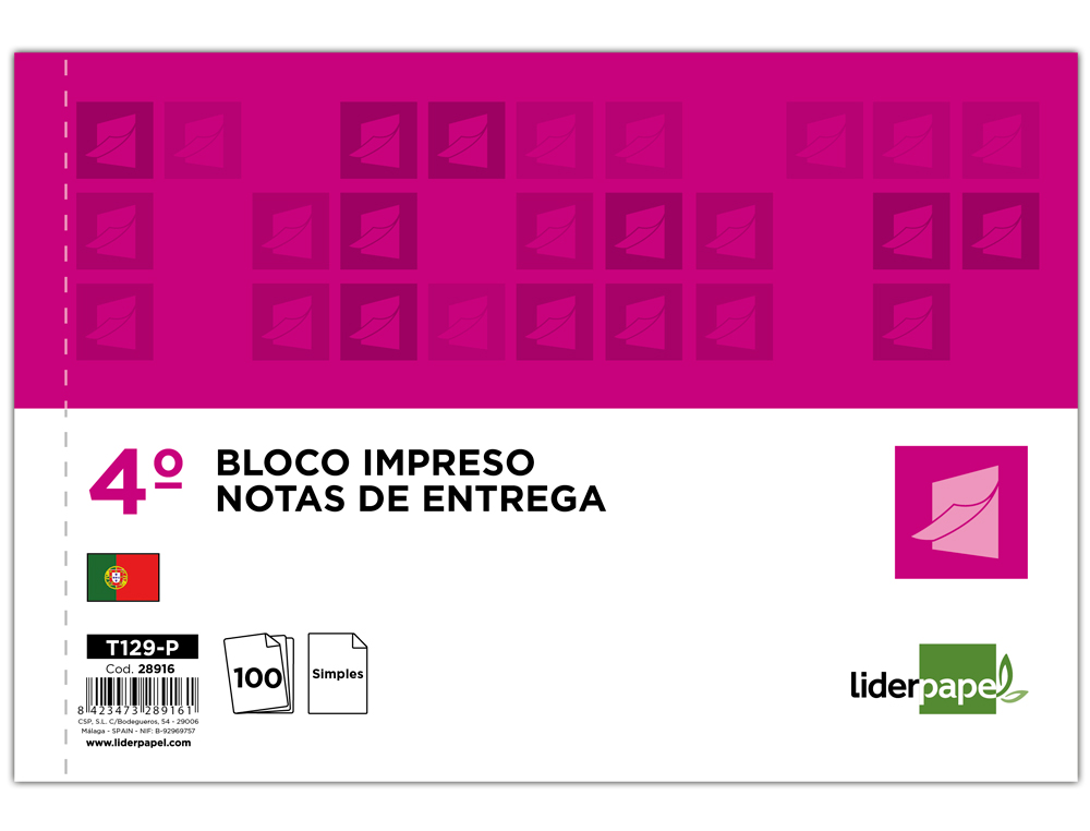 LIDERPAPEL - Talonario entregas cuarto apaisado 229 duplicado -texto en portugues (Ref. T229-P)