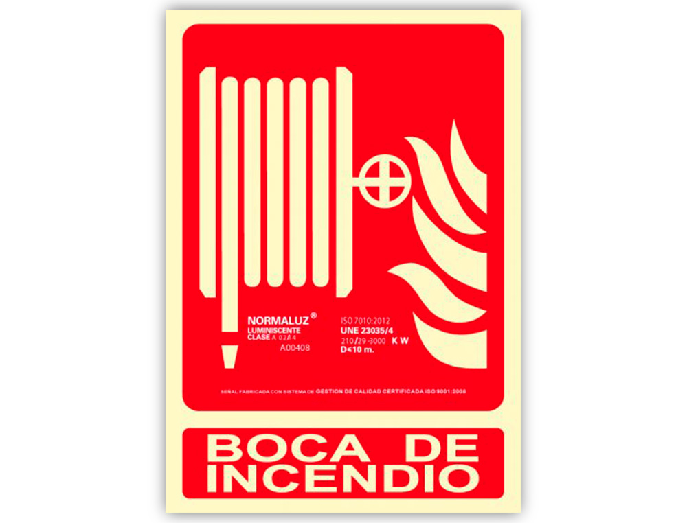ARCHIVO 2000 - Pictograma boca de incendio pvc rojo luminiscente 210x300 mm (Ref. 6171-03H RJ)