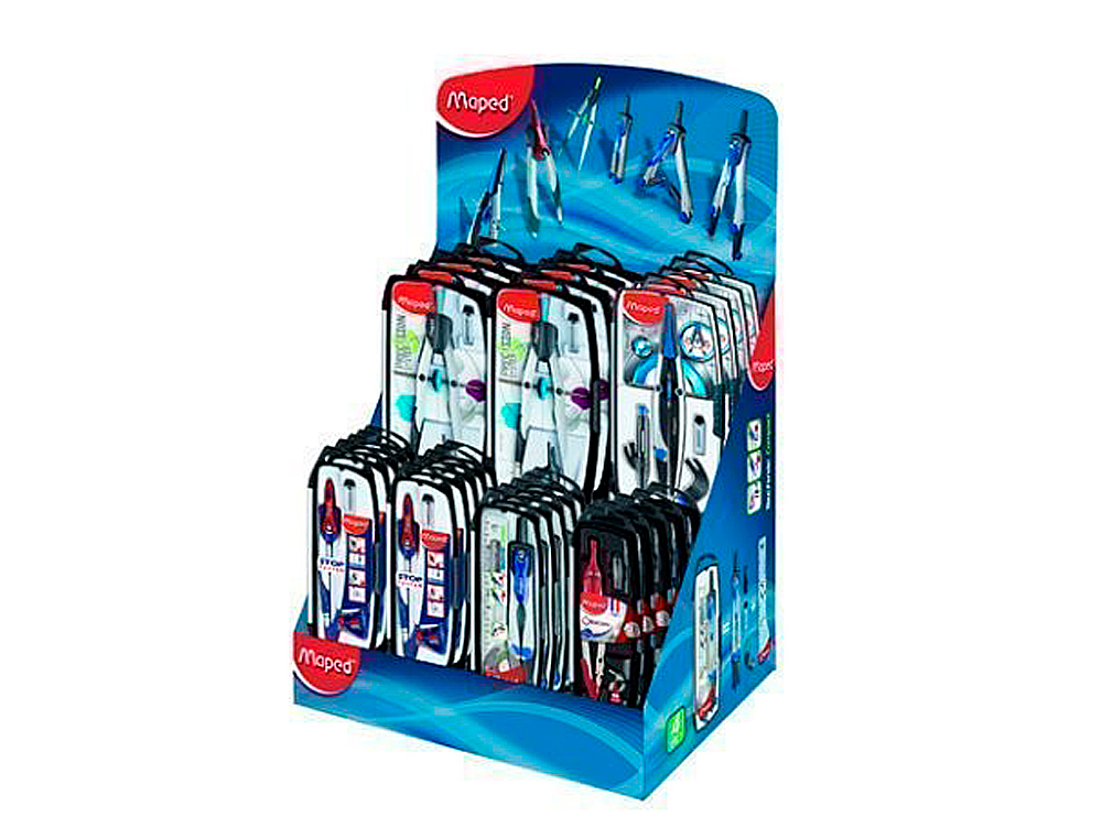 MAPED - Compas expositor de 40 unidades surtidas (Ref. 895224)