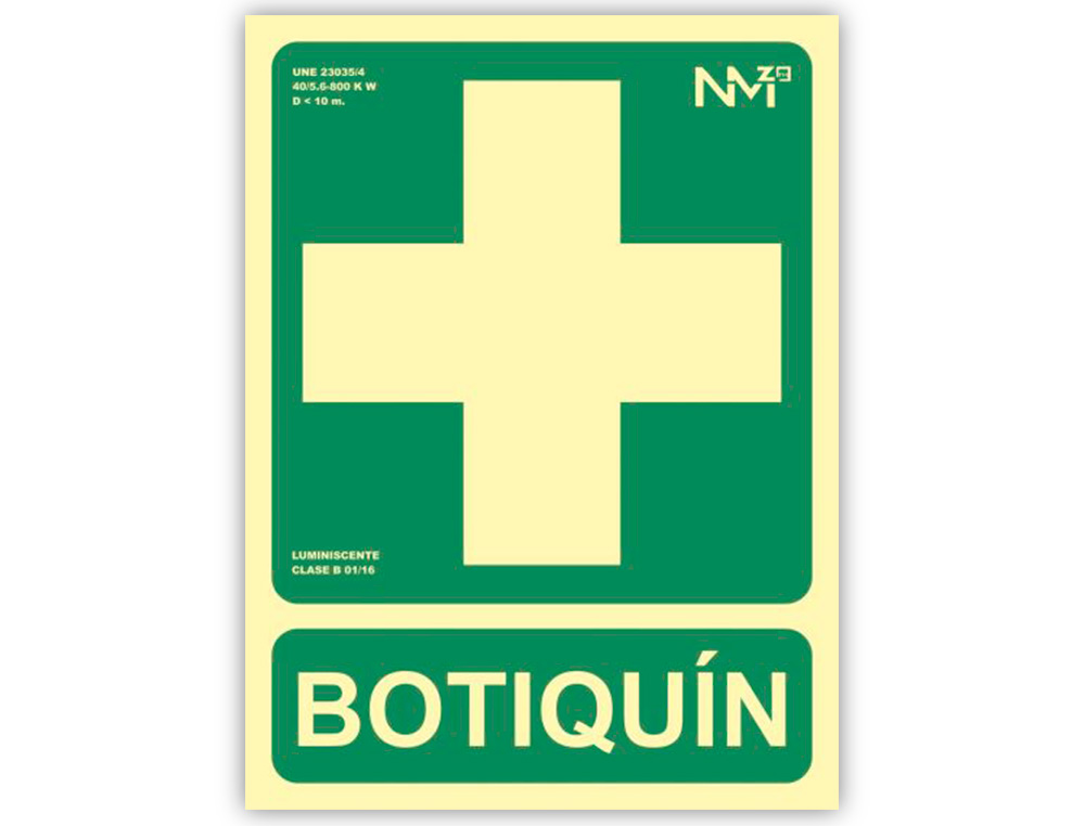 ARCHIVO 2000 - Pictograma botiquin pvc verde luminiscente 224x300 mm (Ref. 6170-05H VE)