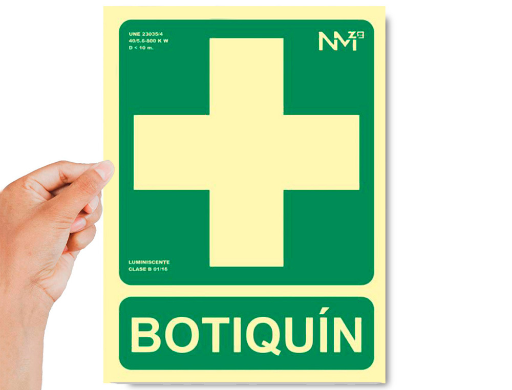 ARCHIVO 2000 - Pictograma botiquin pvc verde luminiscente 224x300 mm (Ref. 6170-05H VE)