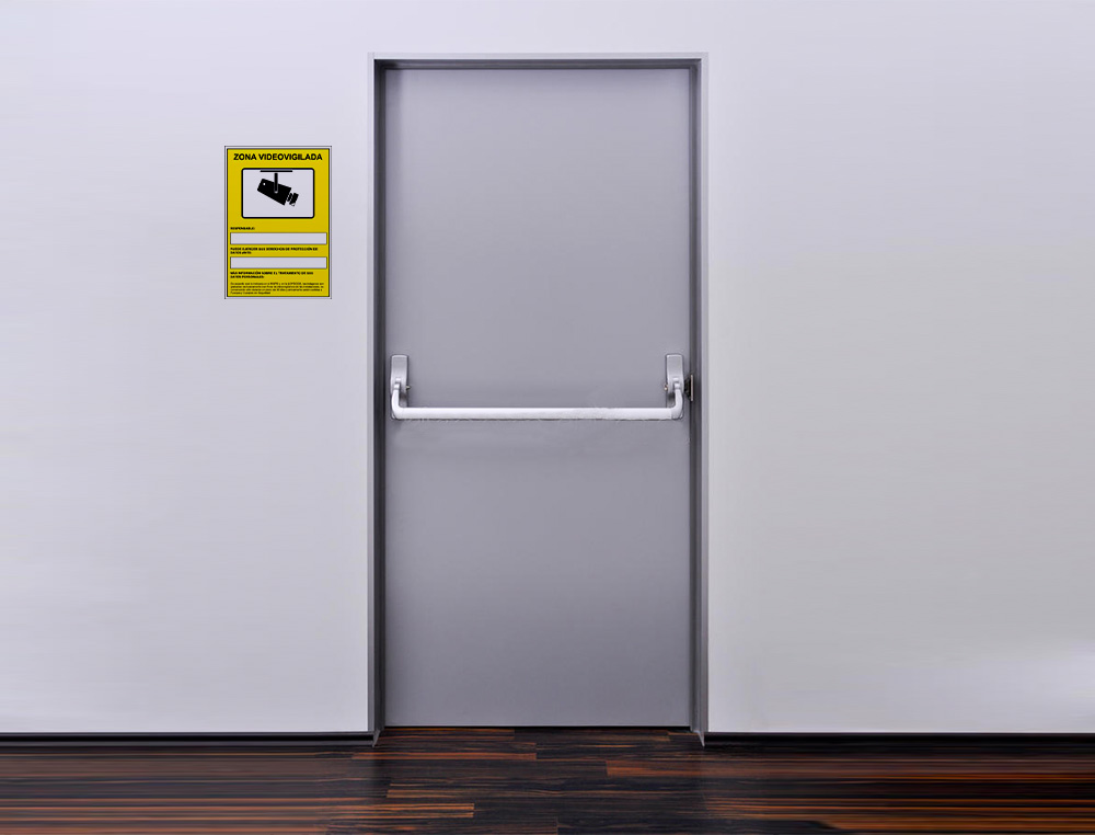 ARCHIVO 2000 - Pictograma camaras de vigilancia en grabacion las 24 horas pvc amarillo luminiscente 210x297 (Ref. 6172-09 AM)