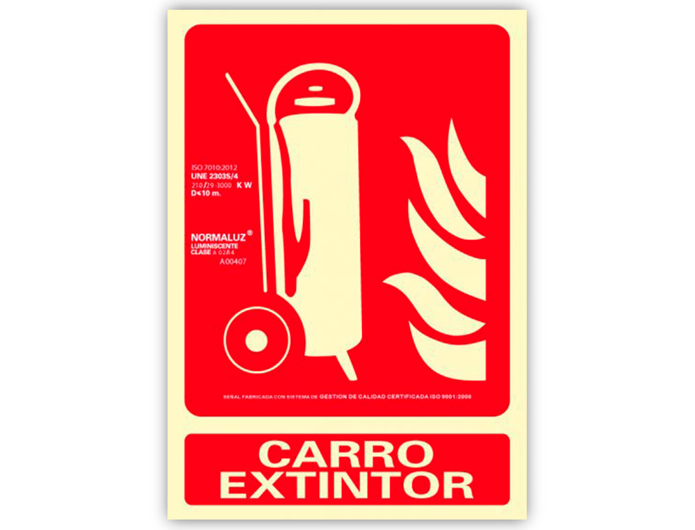 ARCHIVO 2000 - Pictograma carro extintor pvc rojo luminiscente 210x300 mm (Ref. 6171-02H RJ)