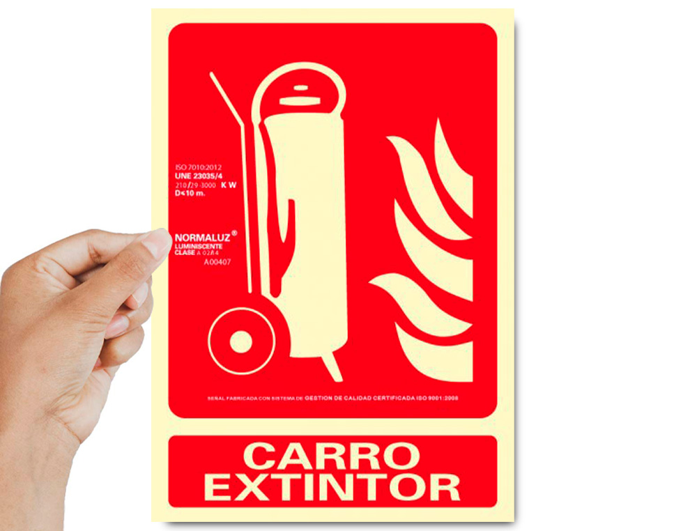 ARCHIVO 2000 - Pictograma carro extintor pvc rojo luminiscente 210x300 mm (Ref. 6171-02H RJ)