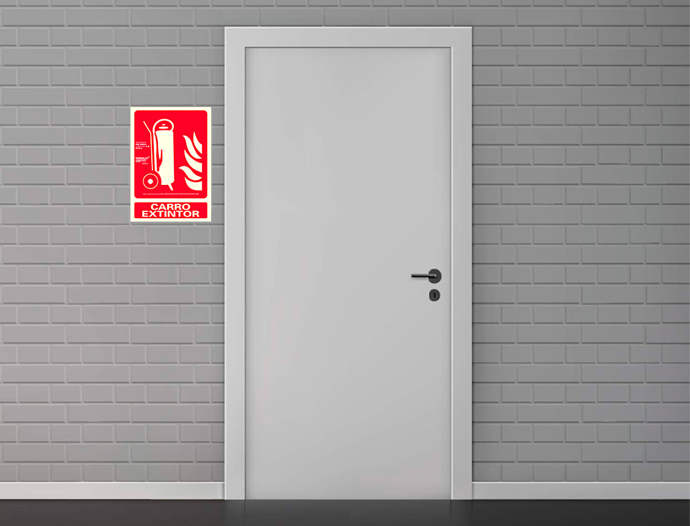 ARCHIVO 2000 - Pictograma carro extintor pvc rojo luminiscente 210x300 mm (Ref. 6171-02H RJ)