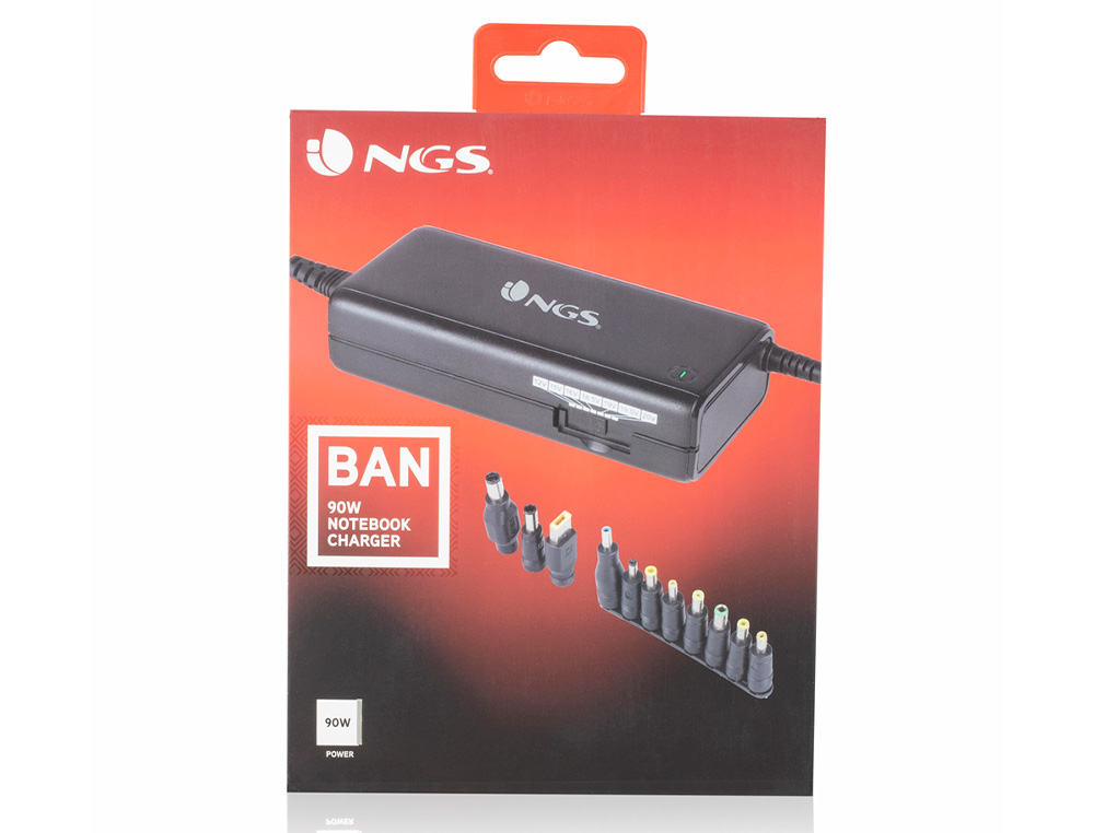 NGS - Adaptador de corriente manual laptop 90w con 11 adaptadores (Ref. BAN)