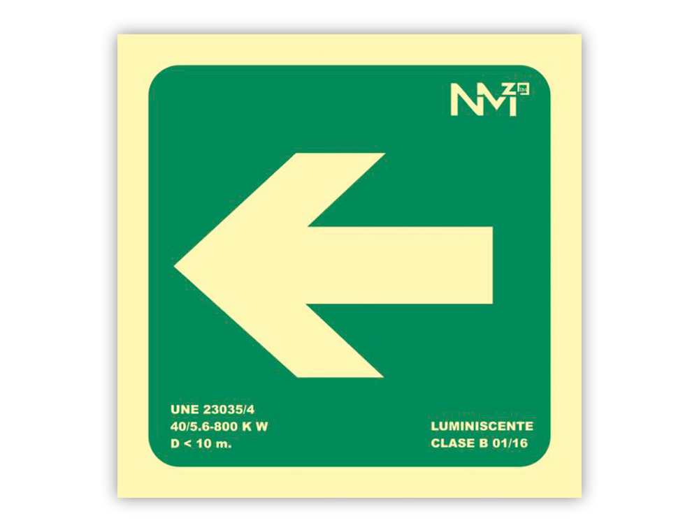 ARCHIVO 2000 - Pictograma flecha izquierda pvc verde luminiscente 224x224 mm (Ref. 6170-10HI VE)