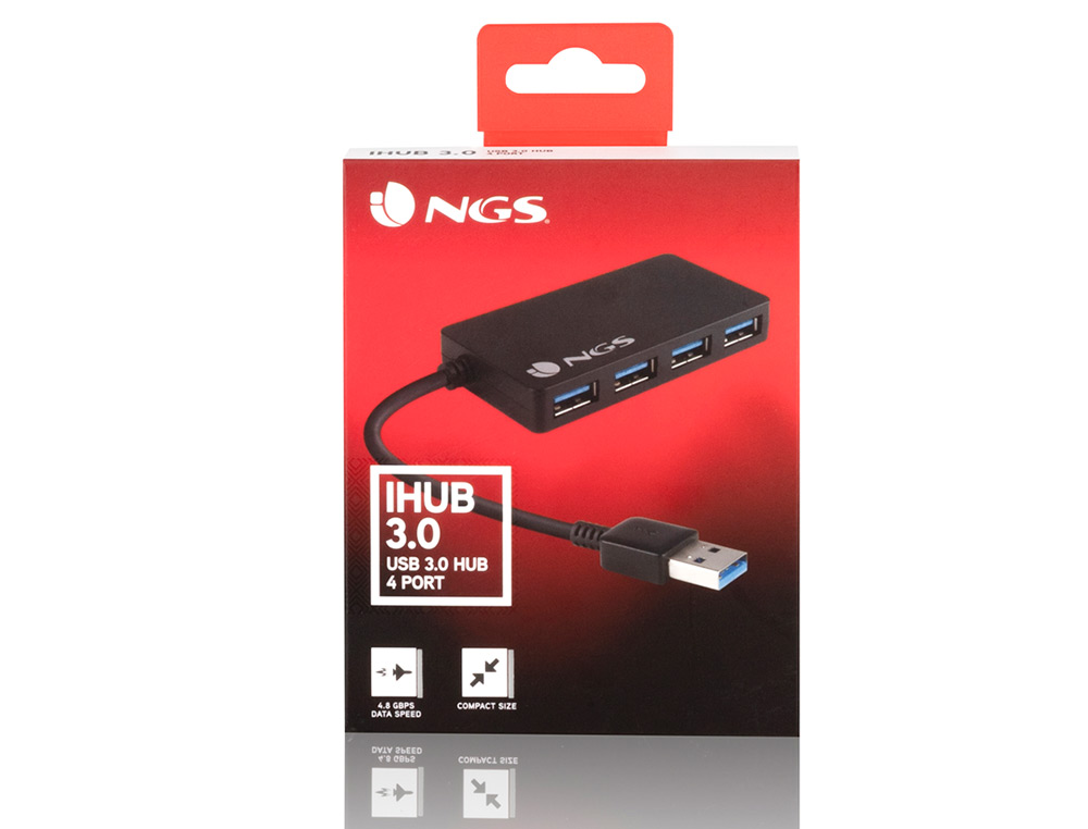NGS - Hub usb 3.0 ihub con 4 puertos color negro (Ref. IHUB3.0)