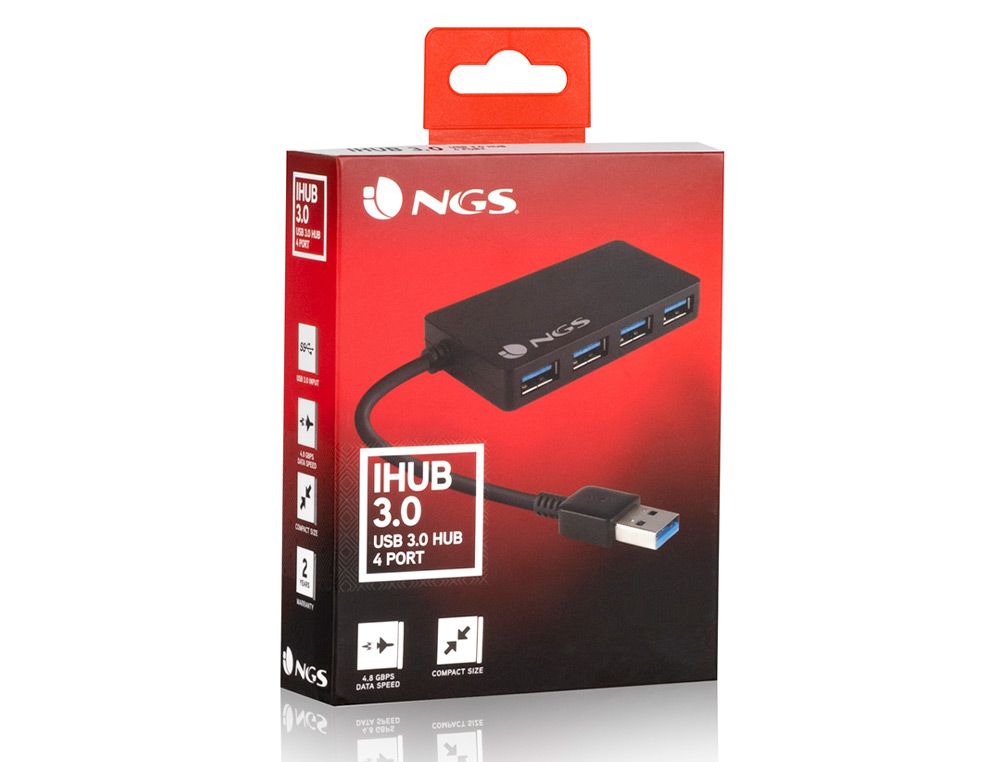 NGS - Hub usb 3.0 ihub con 4 puertos color negro (Ref. IHUB3.0)