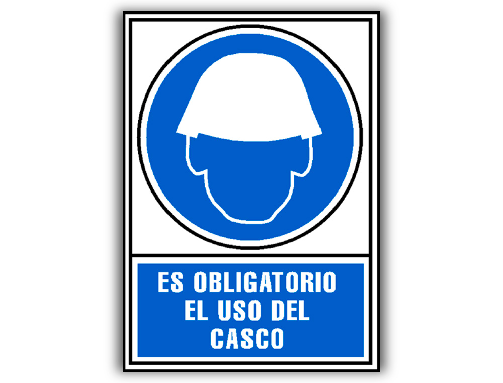 ARCHIVO 2000 - Pictograma obligatorio uso de casco pvc azul luminiscente 210x297 mm (Ref. 6173-01 AZ)