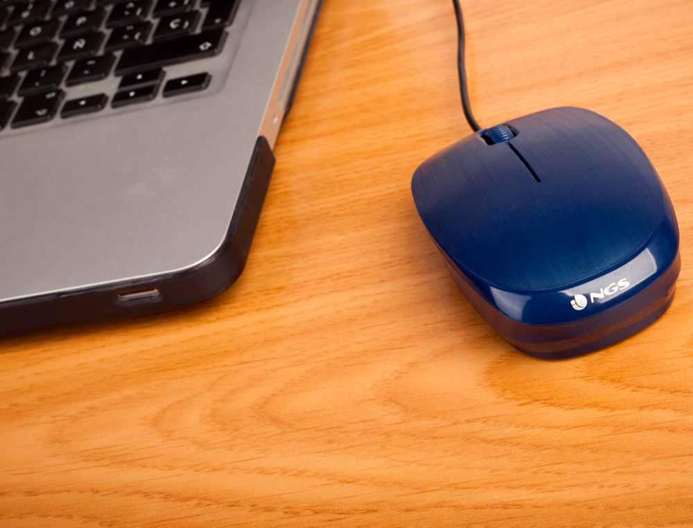 NGS - Raton wired flame optico con cable 1000 dpi ambidiestros usb color azul (Ref. FLAMEBLUE)