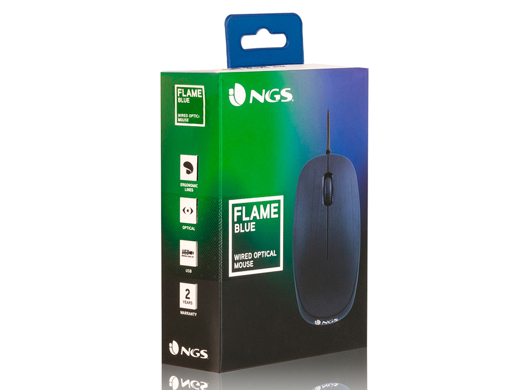 NGS - Raton wired flame optico con cable 1000 dpi ambidiestros usb color azul (Ref. FLAMEBLUE)