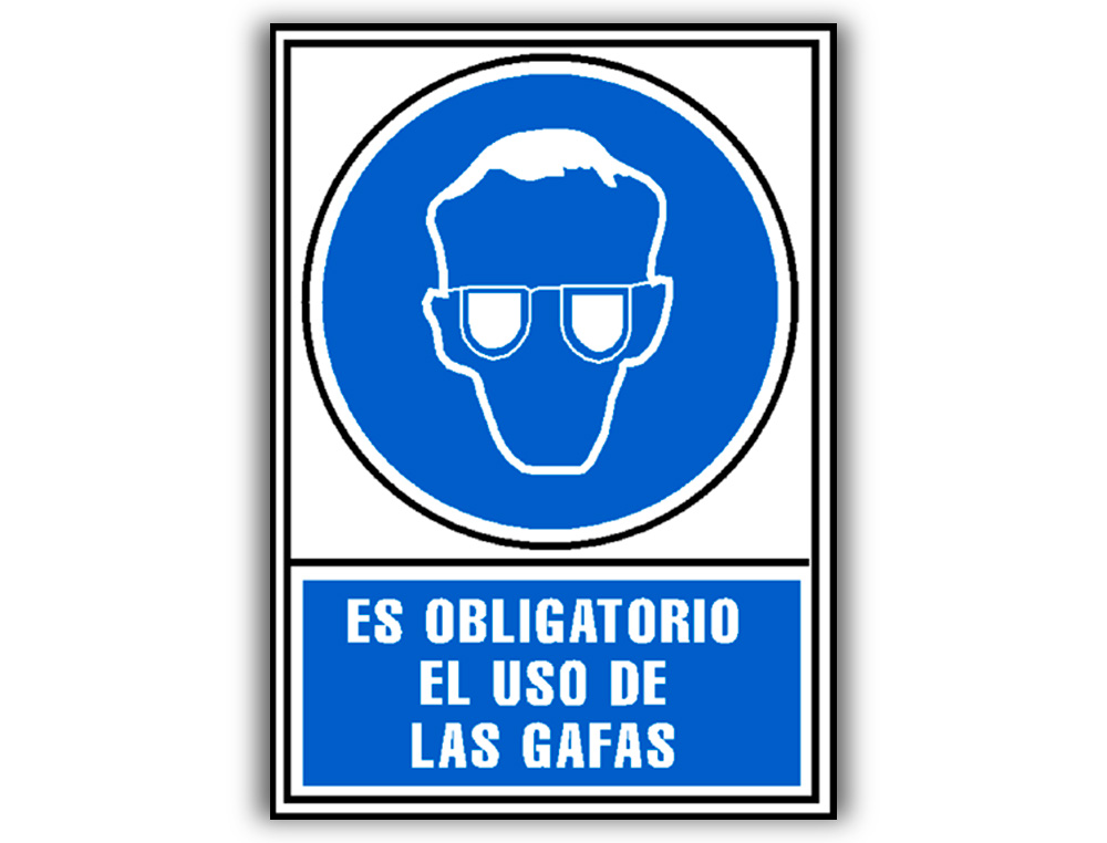 ARCHIVO 2000 - Pictograma obligatorio uso de gafas pvc azul luminiscente 210x297 mm (Ref. 6173-02 AZ)