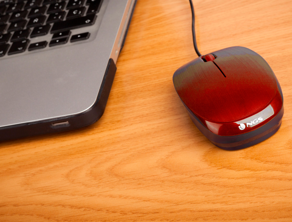 NGS - Raton wired flame optico con cable 1000 dpi ambidiestros usb color rojo (Ref. FLAMERED)