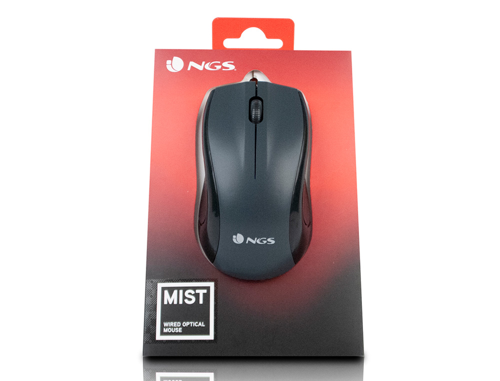 NGS - Raton wired mist optico con cable 1000 dpi ambidiestros usb color negro (Ref. MIST)