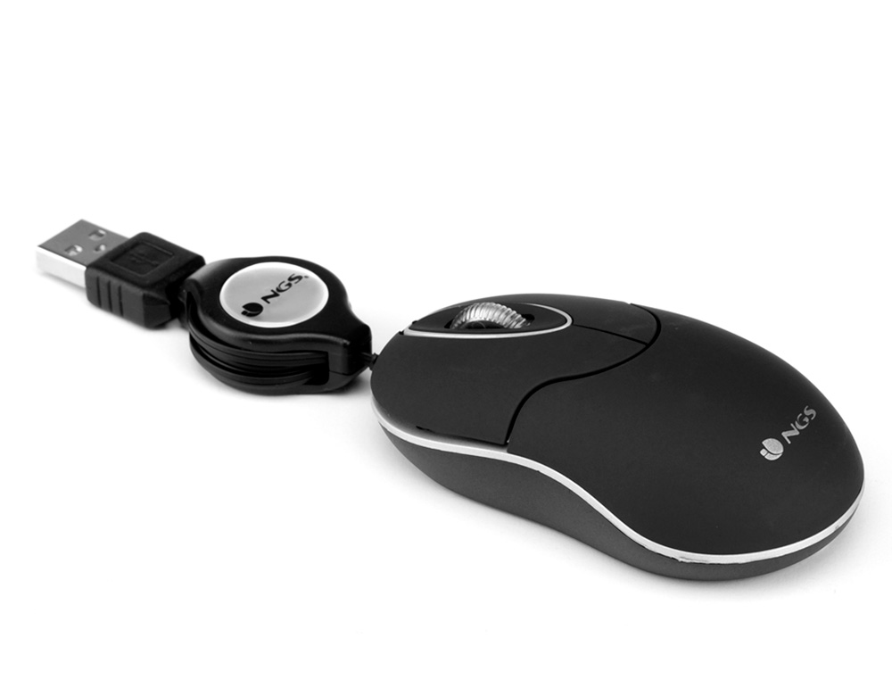 NGS - Raton wired sin 1000 dpi retractil 3 botones usb color negro (Ref. SINBLACK)