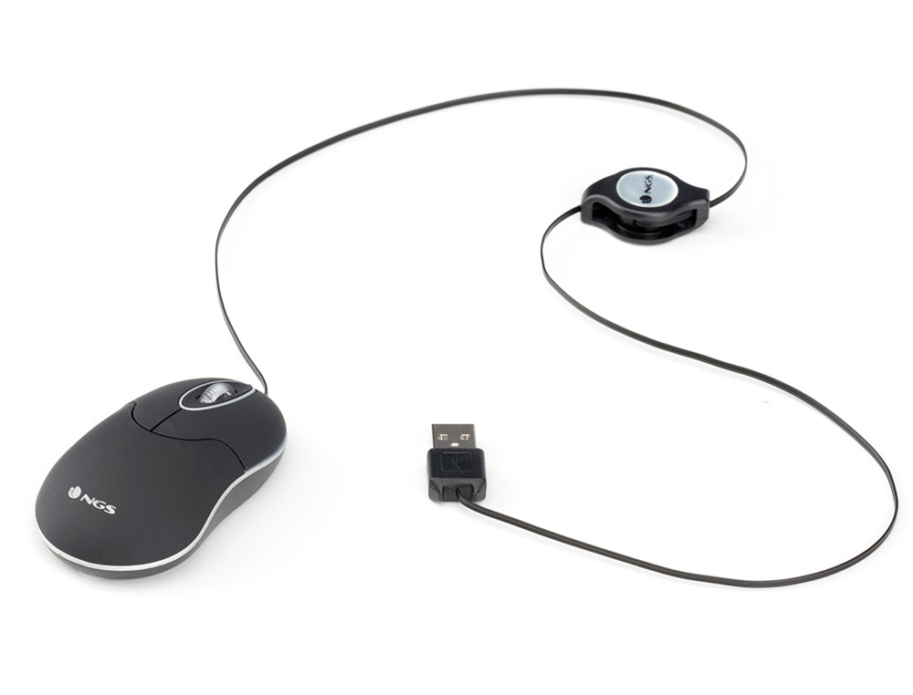 NGS - Raton wired sin 1000 dpi retractil 3 botones usb color negro (Ref. SINBLACK)