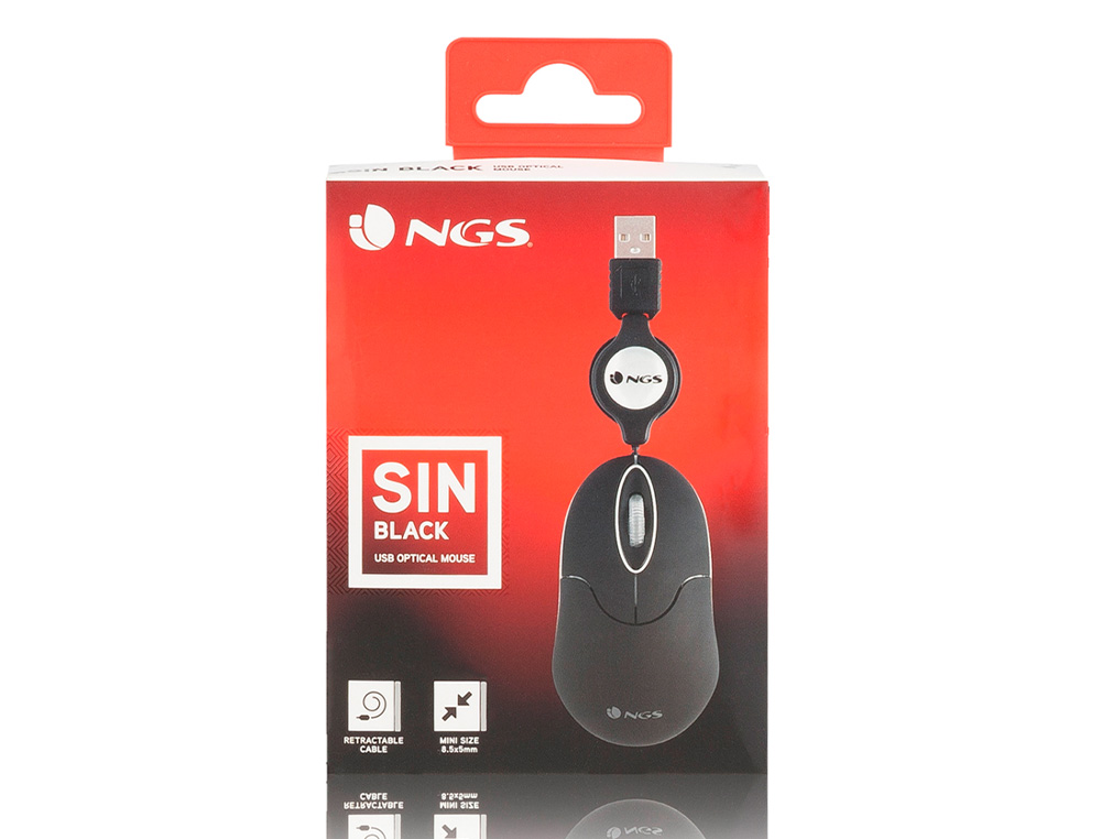 NGS - Raton wired sin 1000 dpi retractil 3 botones usb color negro (Ref. SINBLACK)