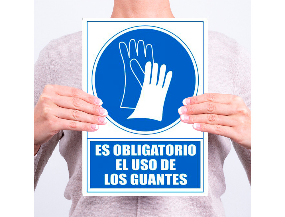 ARCHIVO 2000 - Pictograma obligatorio uso de guantes pvc azul luminiscente 210x297 mm (Ref. 6173-03 AZ)