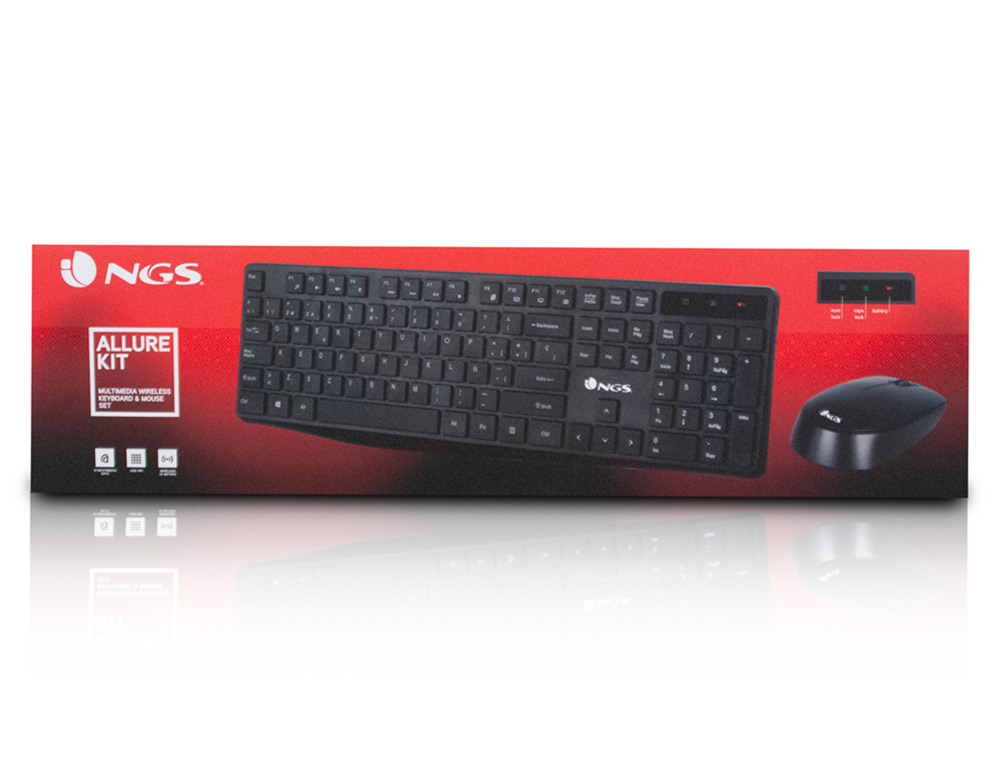 NGS - Set teclado y raton allure multimedia inalambrico usb nano 2,4 ghz color negro (Ref. ALLUREKIT)