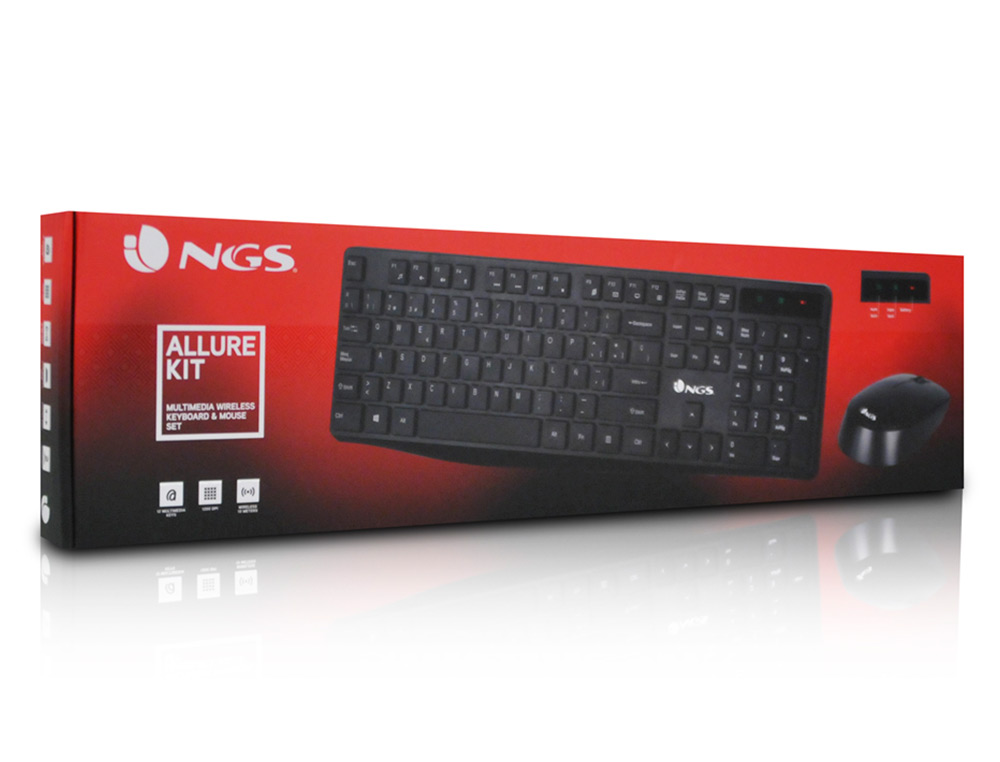 NGS - Set teclado y raton allure multimedia inalambrico usb nano 2,4 ghz color negro (Ref. ALLUREKIT)
