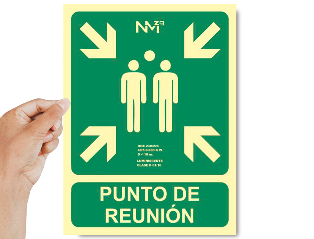 ARCHIVO 2000 - Pictograma punto de reunion pvc verde luminiscente 224x300 mm pack de 2 unidades (Ref. 6170-07H VE)