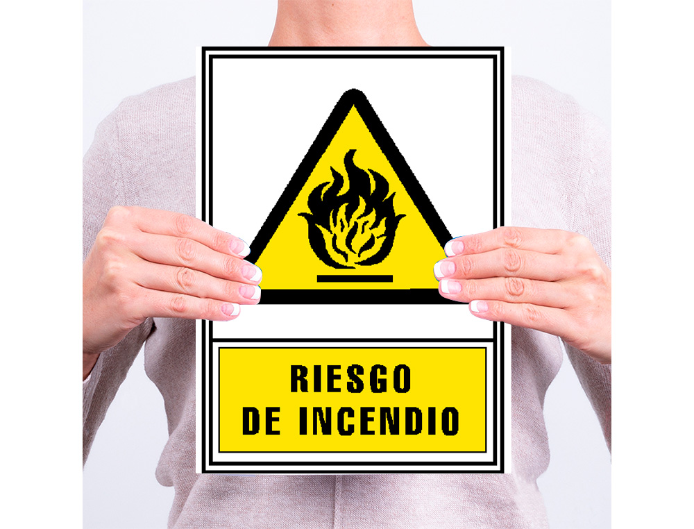 ARCHIVO 2000 - Pictograma riesgo de incendio pvc amarillo luminiscente 210x297 mm (Ref. 6172-01 AM)
