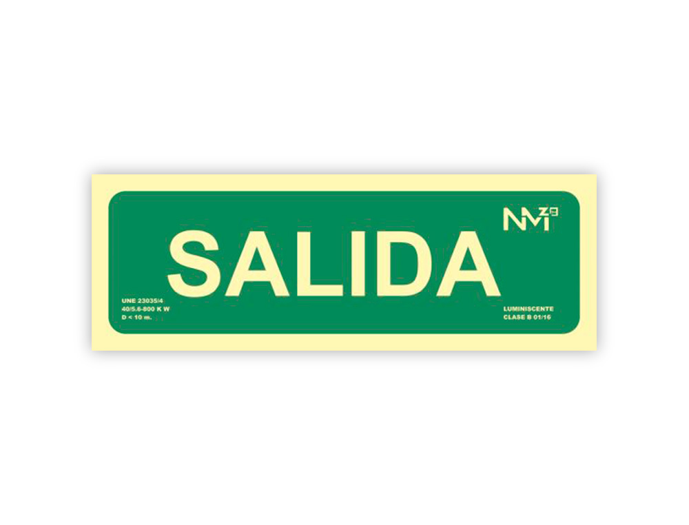 ARCHIVO 2000 - Pictograma salida pvc verde luminiscente 300x105 mm pack de 2 unidades (Ref. 6170-06H VE)