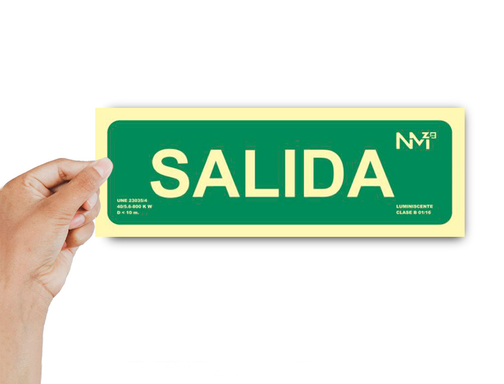 ARCHIVO 2000 - Pictograma salida pvc verde luminiscente 300x105 mm pack de 2 unidades (Ref. 6170-06H VE)