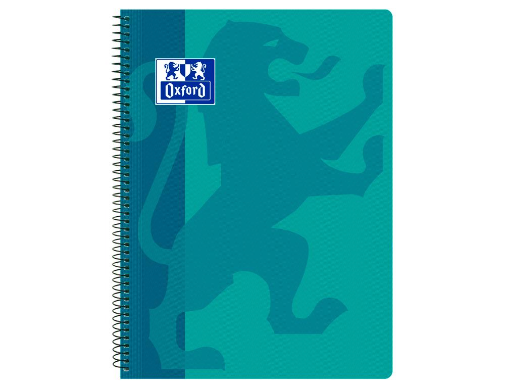 OXFORD - Cuaderno espiral school classic tapa polipropileno folio 80 hojas cuadro 4 mm con margen aqua (Ref. 400079662)