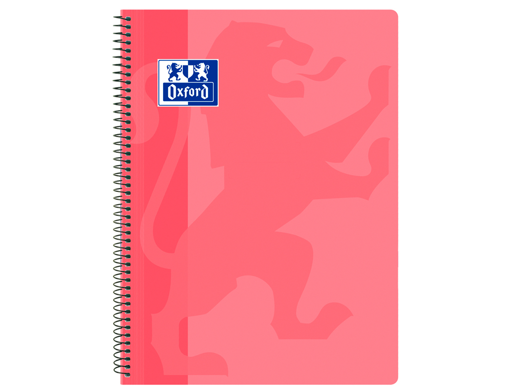 OXFORD - Cuaderno espiral school classic tapa polipropileno folio 80 hojas cuadro 4 mm con margen rosa (Ref. 400106964)