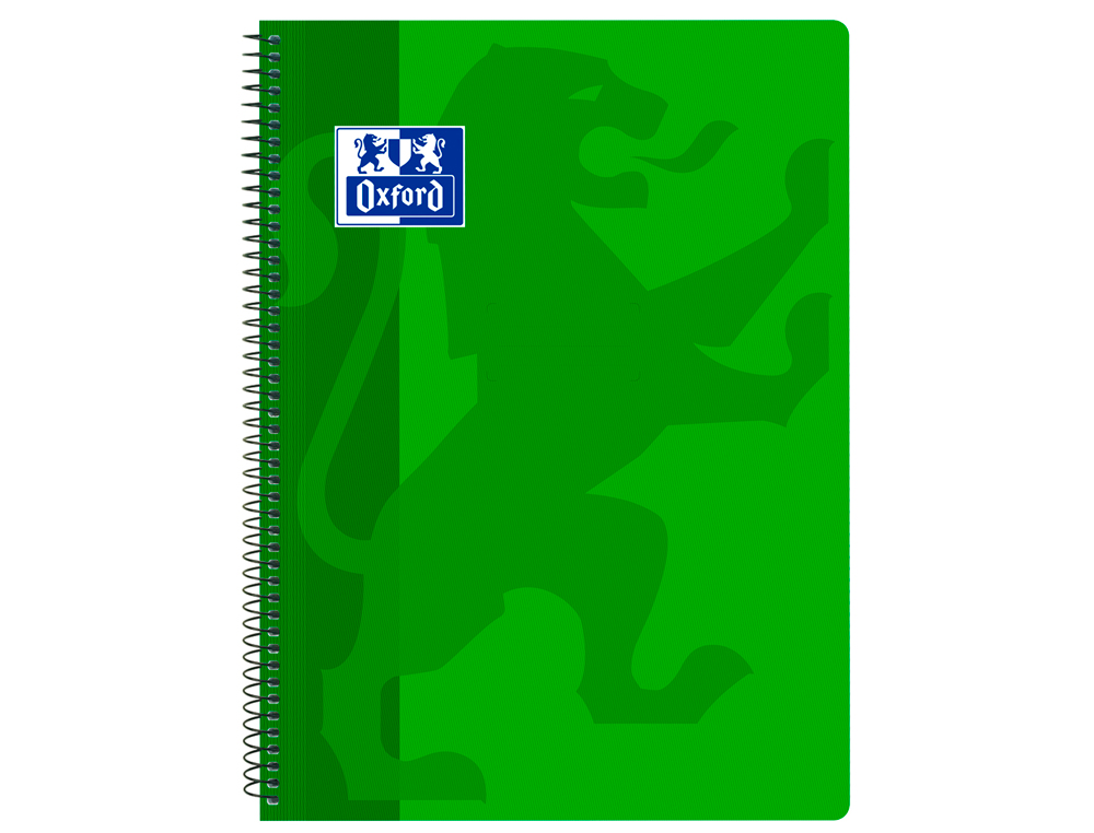 OXFORD - Cuaderno espiral school classic tapa polipropileno folio 80 hojas cuadro 4 mm con margen verde (Ref. 400079661)