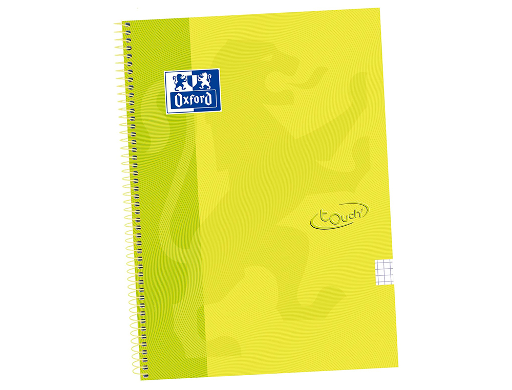 OXFORD - Cuaderno espiral tapa extradura folio 80 h cuadricula 4 mm lima touch (Ref. 400075610)