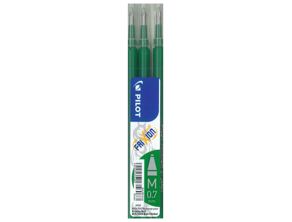 PILOT - Recambio boligrafo frixion ball verde caja de 3 unidades (Ref. NRFXV)