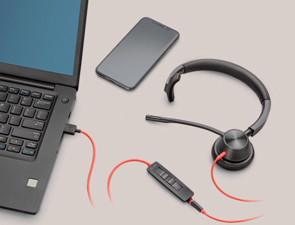 PLANTRONICS - Auricular blackwire 3310 diadema monoaural cable usb-a con microfono (Ref. 213928-01)